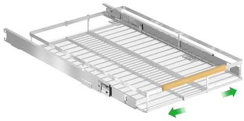 Ausziehbarer Schrank-Organisator Ausziehbares glattes verschiebbares Küchenvorratsregal aus Edelstahl, für Töpfe und Pfannen, Chrom
