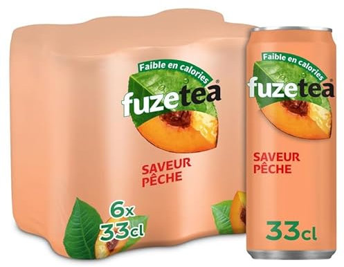 Fuzetea Pêche Infusé - Pack de 6 Canettes 33cl - Thé Glacé Rafraîchissant et Fruité par FUZETEA - Le Lot De 3