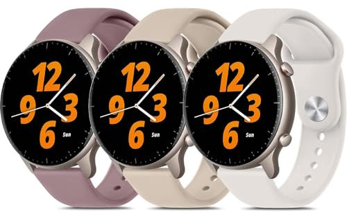 Wanme 3 Piezas Correa 22mm para Amazfit GTR 2 / GTR 3 Pro/GTR 3 / GTR 4 / GTR 2e / Amazfit GTR 47mm para Mujer Hombre, Correas de Reloj de Silicona Deportiva Pulseras de Repuesto para Amazfit Bip 5