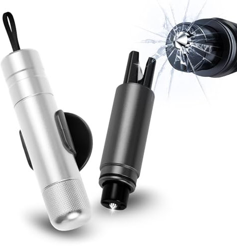 Sosayet 2 In 1 Gurtschneider Notfallhammer - 2 Stück Hammerdex Glasbrecher - Notfallhammer Auto mit Gurtschneider - Aufgerüstet Emergency Rescue Tool - Sicherheitshammer Auto für Bus (Schwarz+Silbrig)