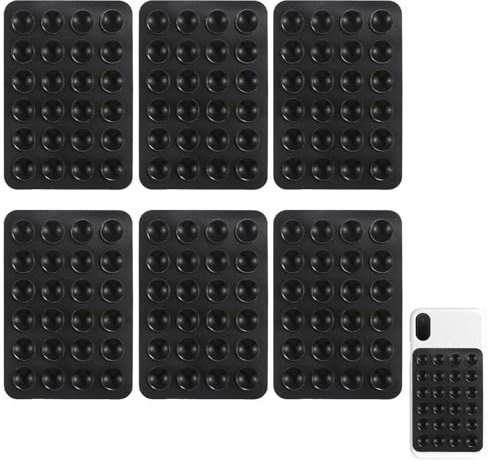 DGUSO Ventosa Teléfono Móvil 6 Piezas - Soporte de Silicona para Selfies y Vídeos - Compatible Con Todos los Modelos de Teléfono (Negro)