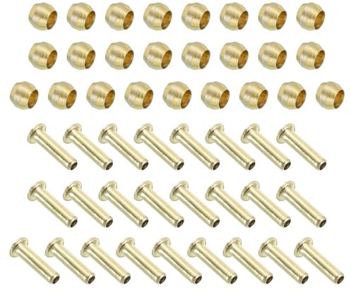 PATIKIL 4mm Tube ID Compression Assortment Kit, 15 Set Brass Compression Sleeve Ferrule & Insert for Water Oil Air Pipe