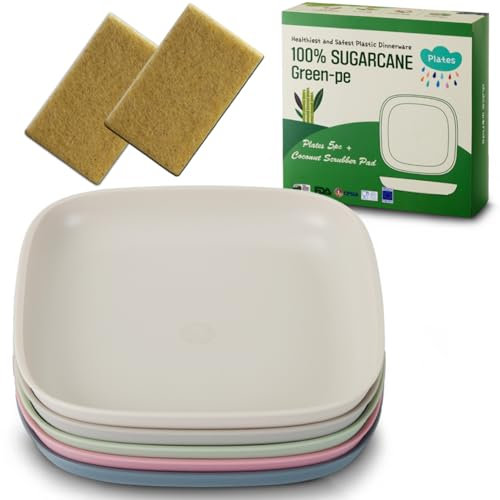 ZUCKERROHR Kinder Teller 5er Pack (20 cm) - Bio Geschirr für Kleinkinder - LFGB & USDA zertifiziert - Mikrowellen und Spülmaschinenfest - BPA-frei, Wiederverwendbar, Leicht & Bruchfest - Graurosa
