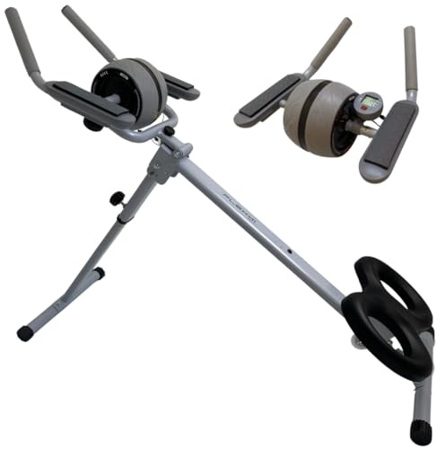 Tone-X Dual Höhenverstellbarer Faltbarer Bauchtrainer mit digitalem Monitor Hard Challenge Core Bauch Crunch Workout und Wheel Roller