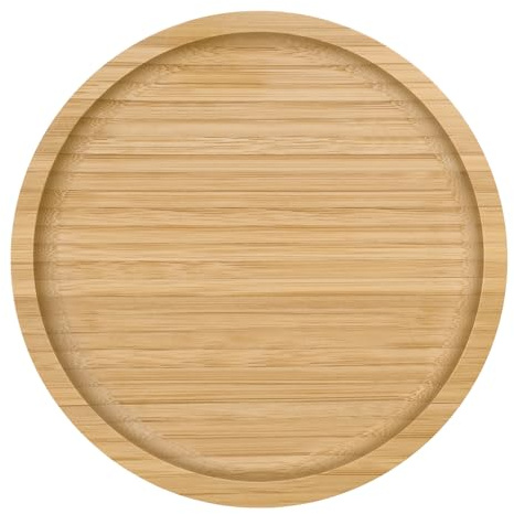 Small Bamboo Plates 8-inch Round ServingTray Wooden Plate Reusable, Mini Wood Serving Platter for Dinner, Dessert, Salad, Appetizer, Snack.