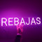 Cartel neón-led rebajas en color rojo para tiendas- Letrero escaparate comercios temporada de rebajas - Diseño en luz led para colgar en pared o escaparate tienda