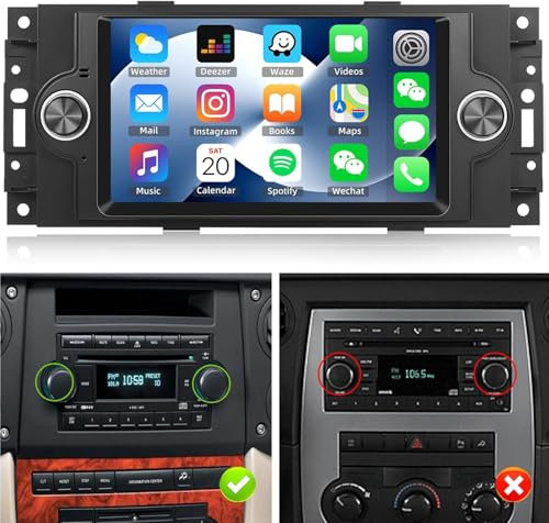 CAMECHO Android 13 Autoradio mit Navi für Jeep Chrysler 300C Chrysler PT Cruiser Dodge RAM 2004-2008, Doppel Din Autoradio mit 6,2 Zoll Bildschirm Bluetooth RDS/FM MirrorLink und USB