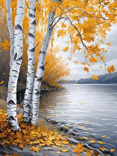 Diamond Painting Erwachsene, DIY Diamant Painting Bilder Herbst, Vollbohrer Baum Diamant Malerei Malen Nach Zahlen Cross Stickerei Bastelset Erwachsene, für Geschenk, Wanddeko Wohnzimmer 50x70 cm W-4