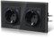 BSEED Enchufes con 20W USB y Tipo C,Enchufe Doble Pared con Cristal,Carga Rápida,Instalación Con Garfio,E-Serie,2 Enchufes con 20W USB y Tipo C,157mm Negro