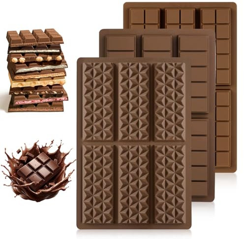 3 Stück Schokoladenform,Silikon Tief Schokoladentafel Form, Silikonform Schokolade Silikon Tiefe Schokoladenform Silikonform Schokoladentafel Tiefe, Schokoladen Form Tief