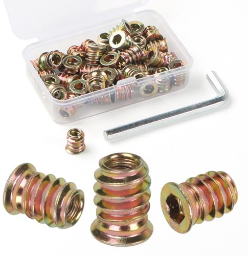 BOUMVID Insert Fileté Bois M6 x 10mm, 40 Pièces Douille Filetée Visser Inserts Écrous à Zinc, Insert D'écrou Borgne Metal Ecrou Hexagonal, Intérieur Manchons a Visse Vis Tête, pour Meubles en Bois