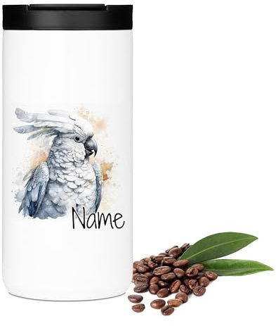 GRAZDesign Personalisierter Kaffeebecher mit Namen Kakadu - Thermobecher für Kaffee Tee - 400ml