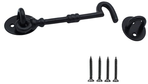 Keypak 150mm Decorative Cabin Hook Security Latch in Antique Black Finish | Perfect for Securing Gates Doors & Garden Sheds Strong & Durable Materials Easy to Install