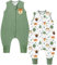 Chilsuessy 2er Pack Baby Sommerschlafsack mit Füßen 0.5 Tog Kleine Kinder Schlafsack mit Beinen 100% Baumwolle Schlafstrampler für Jungen Mädchen, Grün + Waldtiere, 100cm/Baby Höhe 110-120cm