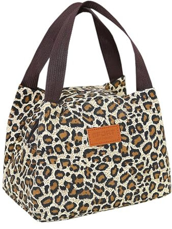 1 Bolsa Para Lonchera Con Estampado De Leopardo, Bolsa Para Lonchera De Moda, Bolsa Para Lonchera Para Mujer, Bolso Portátil, Bolsa De Almacenamiento Grande