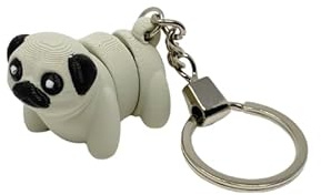We Love 3D Pug Fidget Keyring, Cute Pug Stress Relief, Durable &, Great Gift Idea