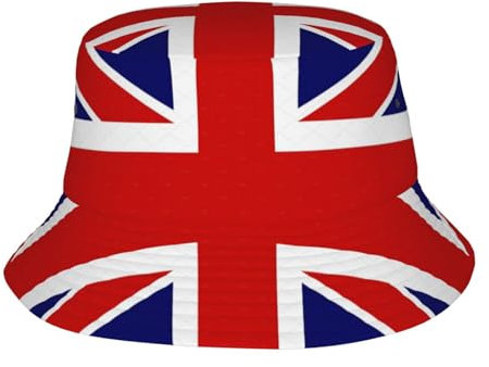 MDATT Sombrero unisex con estampado de bandera inglesa, protección solar de verano para playa, golf, viajes de campamento al aire libre, Negro, Talla única