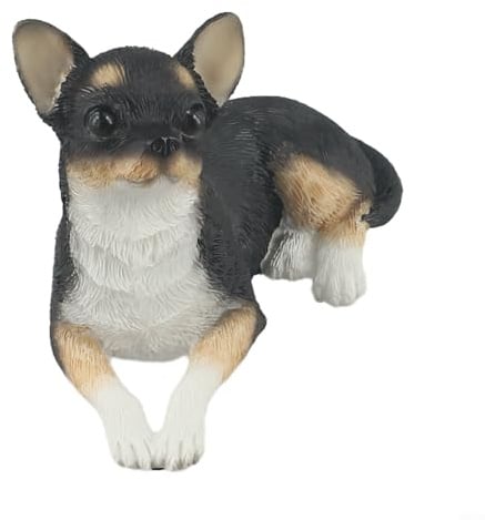 Honseadek Chihuahua-Figur aus Kunstharz, Mini-Gedenkgeschenke, Hundefiguren, Auto-Dekoration, Sammlerstück, Chihuahua-Statue, Skulptur, Geschenke (schwarz)