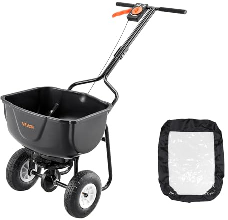 VEVOR Seminatrice per Trattore Rimorchio, capacità di 27,2 kg, Spandiconcime a Spinta con Griglia a Tramoggia, Ruote da 203 mm per Terreni, per Giardino e Prato, per Semi e Fertilizzanti