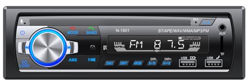 Radio Coche Bluetooth,Wistrue Radio Coche 1 DIN Autoradio Bluetooth Compatible con iOS & Android (Sin CD/DVD)