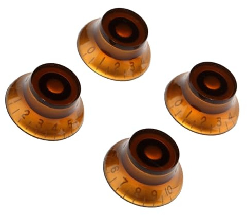 Abaodam 4 Stück Braune Acryl Potiknöpfe mit Spitzem Design für Bass und E gitarre als Ersatz für Verstärker Effektpedal und Lautstärkeregelung