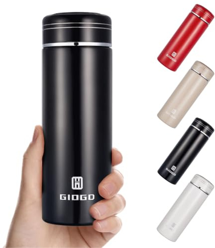 Small Water Bottle 300ml Small Flask for Hot Drink Metal Water Bottle Insulated Stainless Steel Water Bottles Flask(Black)