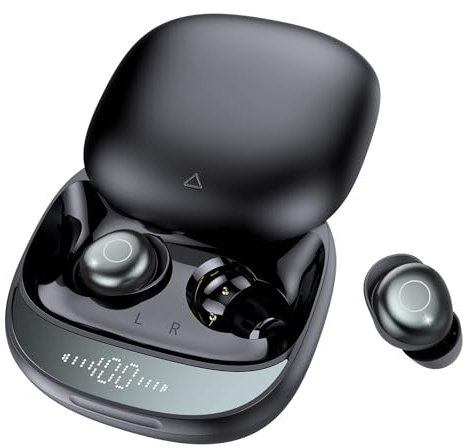 Cuffie Bluetooth, Cuffie per Dormire sul Fianco, Auricolari Bluetooth 5.4 con Doppia Modalità Sonno, 40 Ore Mini Sleep Earbuds Bluetooth, 6 modalità EQ Mini In Ear Auricolari IPX7, Display LED (Nero)