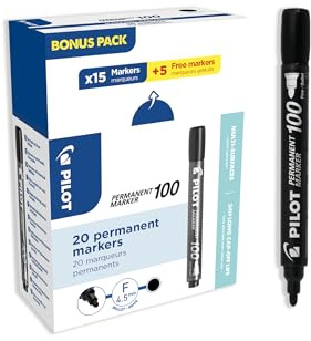 Pilot 100 Series, 4.5mm Bullet Tip Permanent Marker- Black (Box of 20)