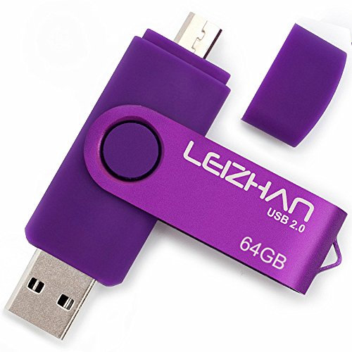 LEIZHAN Clé USB 64Go USB 2.0 OTG 2 en 1 Flash Drive Mémoire Stick pour PC Ordinateur Portable Android Smartphone Tablette-Violet
