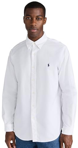 POLO RALPH LAUREN Mens Classic Fit Garment-Dyed Oxford Shirt, White, XXL