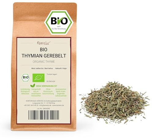 Kamelur 500g BIO Thymian getrocknet und gerebelt - aromatisches BIO Gewürz, ohne Zusätze - perfekt für Thymian Tee - in biologisch abbaubarer Verpackung