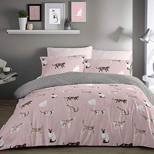 Fusion Géo Housse de Couette et taie d'oreiller, Polyester, Rose Poudré, 200 x 140cm