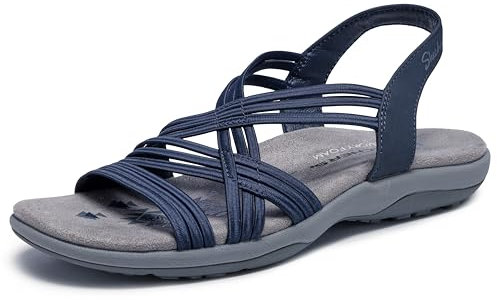 Skechers Femme Reggae Slim-Simply Stretch Sandale de Sport, Bleu Marine, 36 EU