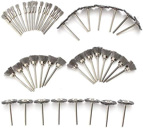LATERN 60Pcs Steel Wire Wheel Brushes, 1/8 Inch Shank Cleaning Polishing Buffing Cup Brush for Dremel Rotary Tool