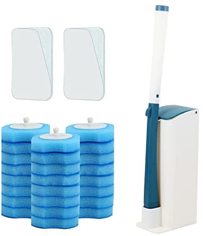 Mu Mianhua Kit de Varita de Inodoro con Sistema de Limpieza con Cabezales de Recambio, Escobilla Baño Cabezal Desechable WC, Escobilla Baño Higiénica, Escobilla Baño Desechable, 24 Piezas