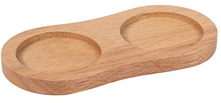 DeroTeno Salt and Pepper Mill Tray, Inner DIA 5.5 cm, Rubber Wood, Pepper Grinder Rest, Dining Table Protector (Pepper mill and salt mill are not included)