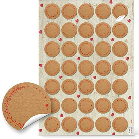 Logbuch-Verlag 35 kleine Etiketten blanko 1-24 Aufkleber für Namen Sticker zum Beschriften rund selbstklebend braun Ø 3,2 cm