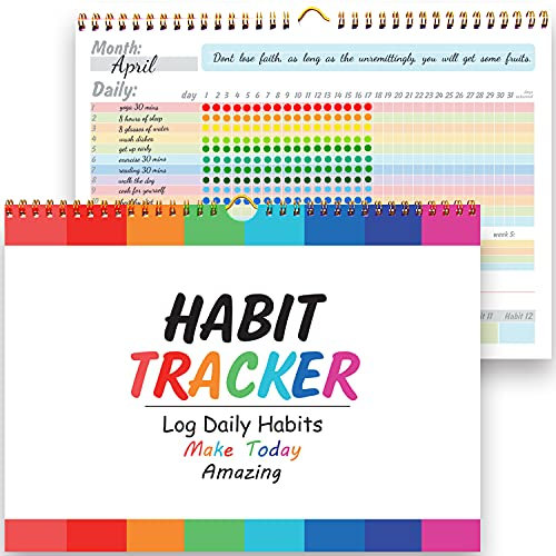 gisgfim Habit Tracker Kalender Motivierendes Habit Tracking Journal Inspirierender Zielplaner mit Spiralbindung Schöner Wochenplaner Block undatiert 12+2 Monate Tagebuch