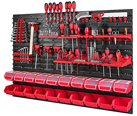 PAFEN Panneau Mural Porte-Outils - Rangement Outil - Armoire Garage - Tableau Organisation - Étagère Murale Empilable pour Atelier - 20 pièces - 1152 x 780 mm