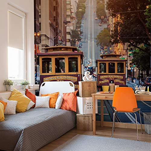 Muralo Fotomural autoiluminante, 90 x 60 cm, diseño juvenil San Francisco con calles y calles