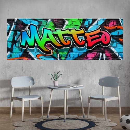 tjapalo vr191 Wandbild Graffiti Poster mit Namen personalisiert Graffiti Kinderzimmer Poster Name XXL Wandbild Teenager junge Mädchen Name, Größe: B120xH42cm