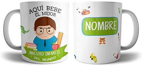 Kartoon Kase Taza Maestro Infantil Original Personalizada con Nombre | Mejor del Mundo Taza Profesiones de Cafe Desayuno para Regalar (Maestro Infantil)
