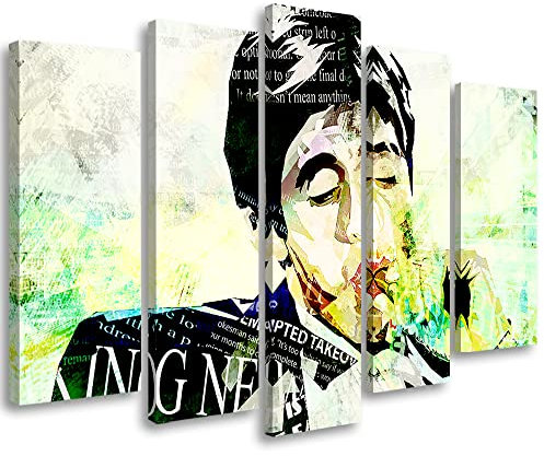 Feeby Leinwandbild 5-teilig 100x70 cm Al Pacino Porträt Abstraktion Scarface Bild Wanddeko Wand Bild Kunstdruck Deko Wohnzimmer Schauspieler Popkultur Der Pate Grün