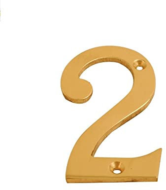 Brass Door Numbers Screw On 3 Inch Door Number Elegant and Bold Door Numerals Suitable for All Door Types Including Wooden uPVC and Composite Number 2.