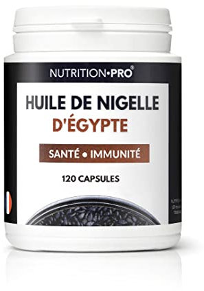 Huile de nigelle d'Égypte - 120 capsules | Certifiée pure et naturelle | Pressée à froid | Santé/immunité | Fabriquée en France | Nutrition pro