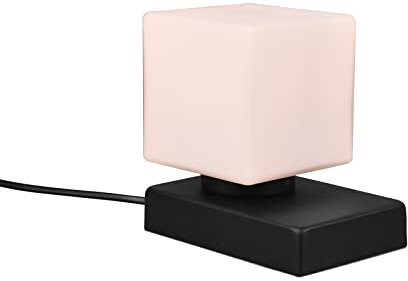 Touch Tischleuchte Schwarz mit Glasschirm Weiß, Höhe 14,5cm