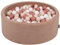 KiddyMoon Rund Bällebad Velvet Bällepool 90X30cm/200 Bälle ∅ 7Cm Ballgruben Für Babys Spielbad Kleinkinder, Hergestellt In Der EU, Wüstenrosa: Pastellbeige/Lachsfarben/Weiß