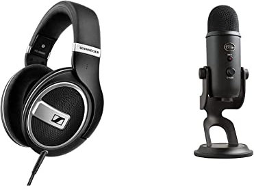 Sennheiser HD 599 Special Edition, Kopfhörer mit offenem Rücken, Schwarz & Blue Yeti USB-Mikrofon für Aufnahmen, Streaming