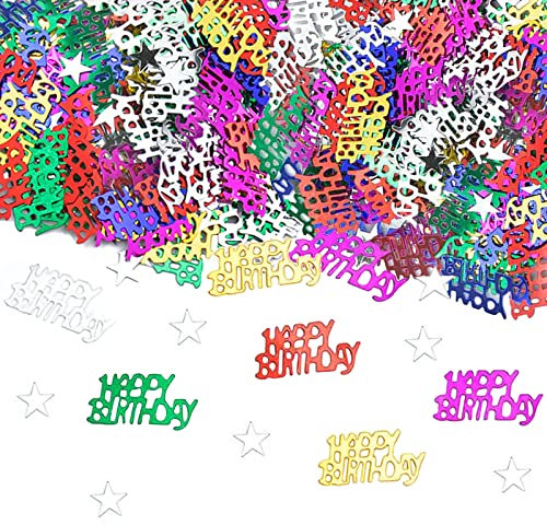 Happy Birthday Konfetti 15g, Geburtstag Confetti Table Decoration, Babydusche, Junge Mädchen Geburtstagsparty, Tisch Deko Streudeko(Bunt, Mehrfarbig)