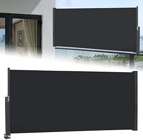 HENGMEI 120x300cm Seitenmarkise Ausziehbar Markisen Sonnenschutz Balkon Sichtschutz für Balkon Terrasse Garten Aussen, Anthrazit